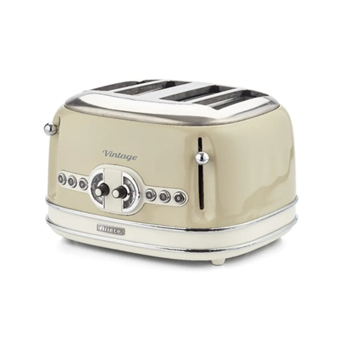 Ariete 156BG kenyérpirító 4 szeletes 1600W, 6 fokozat, újramelegítő kiolvasztó megszakító, középre helyezés kiadás hidegfalú morzsatálca, vezetéktárolás #1