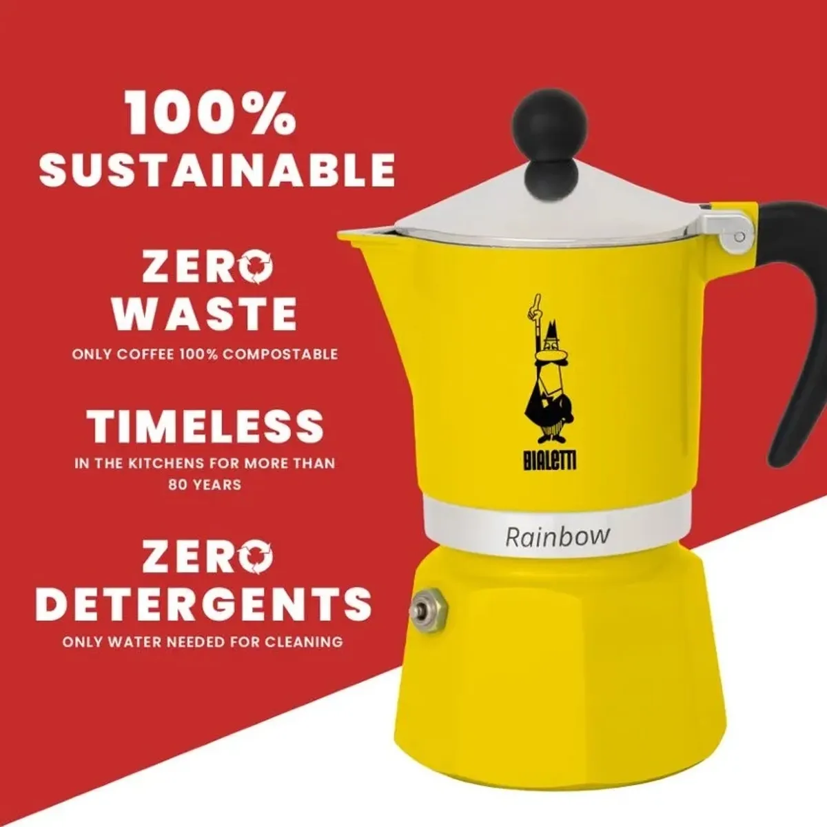 Bialetti 4982 RAINBOW Rainbow kotyogós kávéfőző 3 adag sárga alumínium ötvözet #5