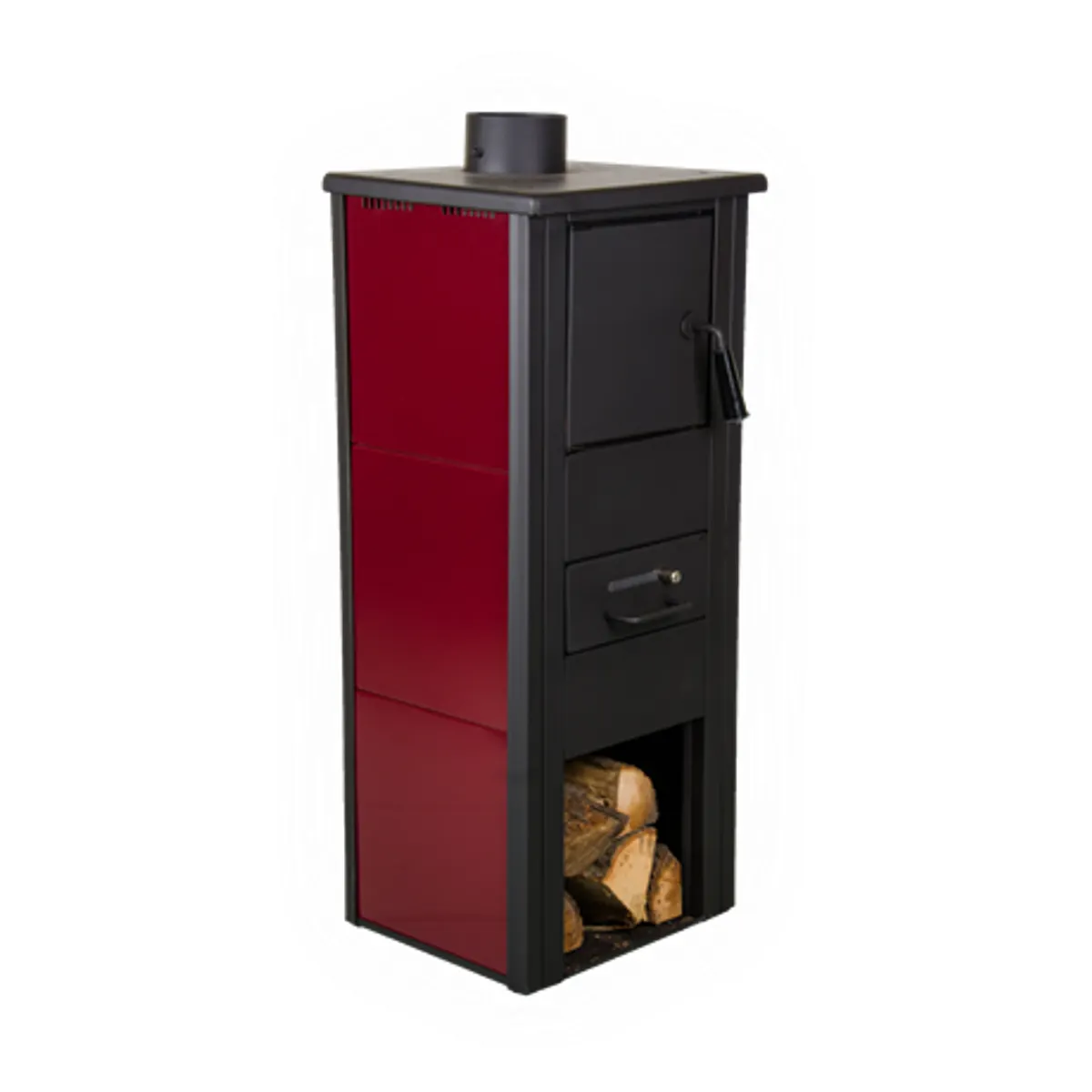 Warnex TERMO PLAMEN kályha szabadonálló 5 kW bordó 460x930x330 mm 240x240x350 mm lemez samott bélés #1