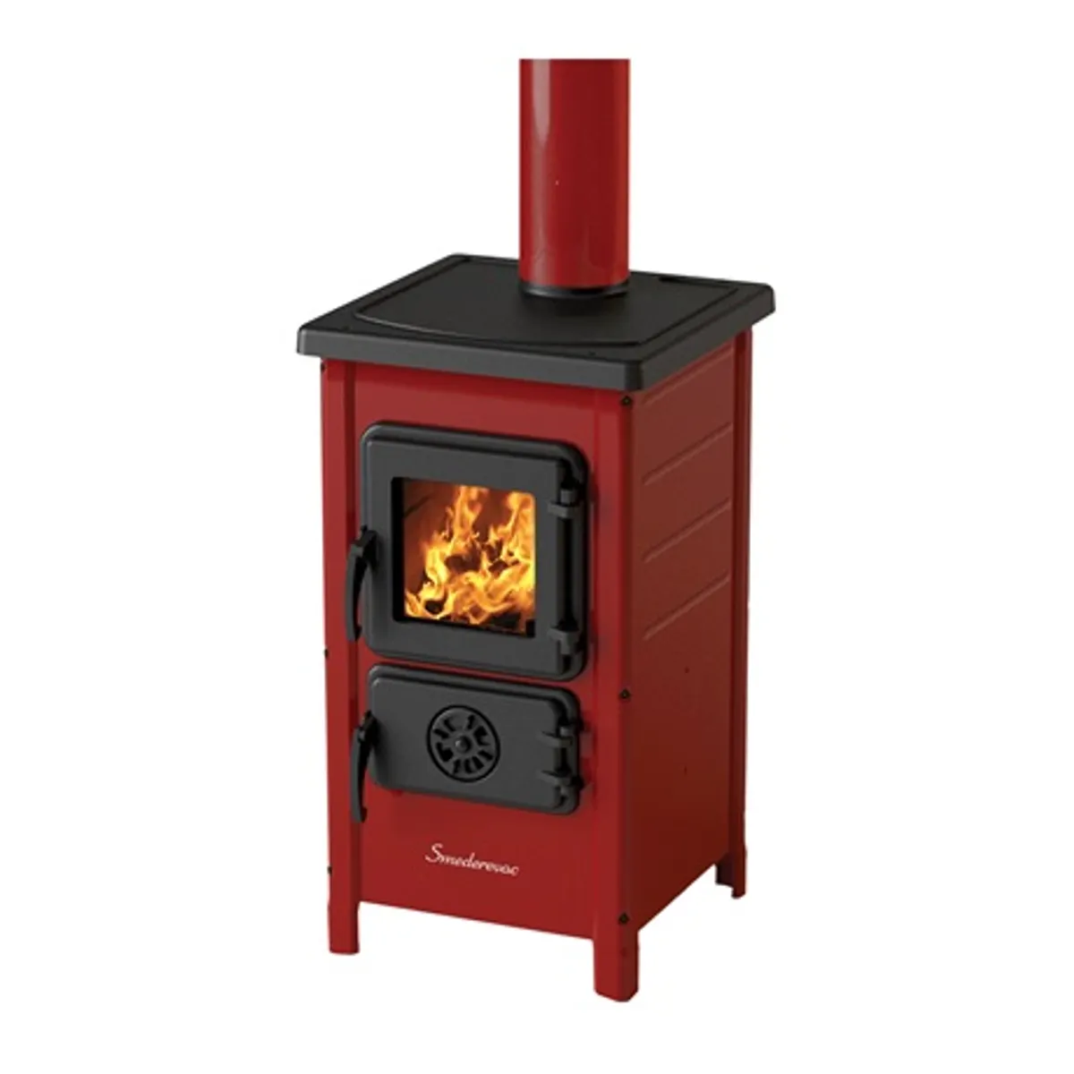 Warnex HAPPY kályha 6 kW 120 mm füstcső 40x72x40 cm vörös fekete fa és széntüzelésre #1