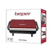 Beper P101TOS002 panini sütő piros 850 W grilllapok tapadásmentes bevonattal működési lámpával csúszásmentes lábak méretei 29,4x10,40x25 cm #8