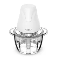 Tesla FC302W elektromos aprító 400W 1 literes üvegtál 4 penge fehér egyérintéses működés biztonsági kapcsoló #1