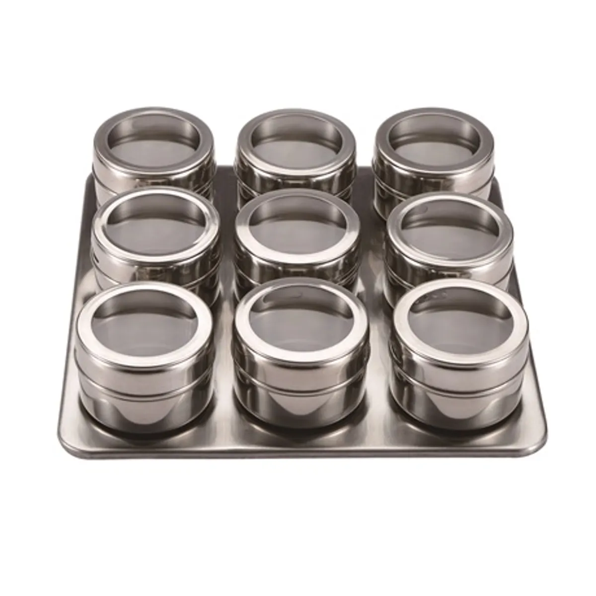 Bergner BGMP-6101 fűszertartó szett rozsdamentes acél 9 db üvegcse 6.3x4.3 cm tartóval #2