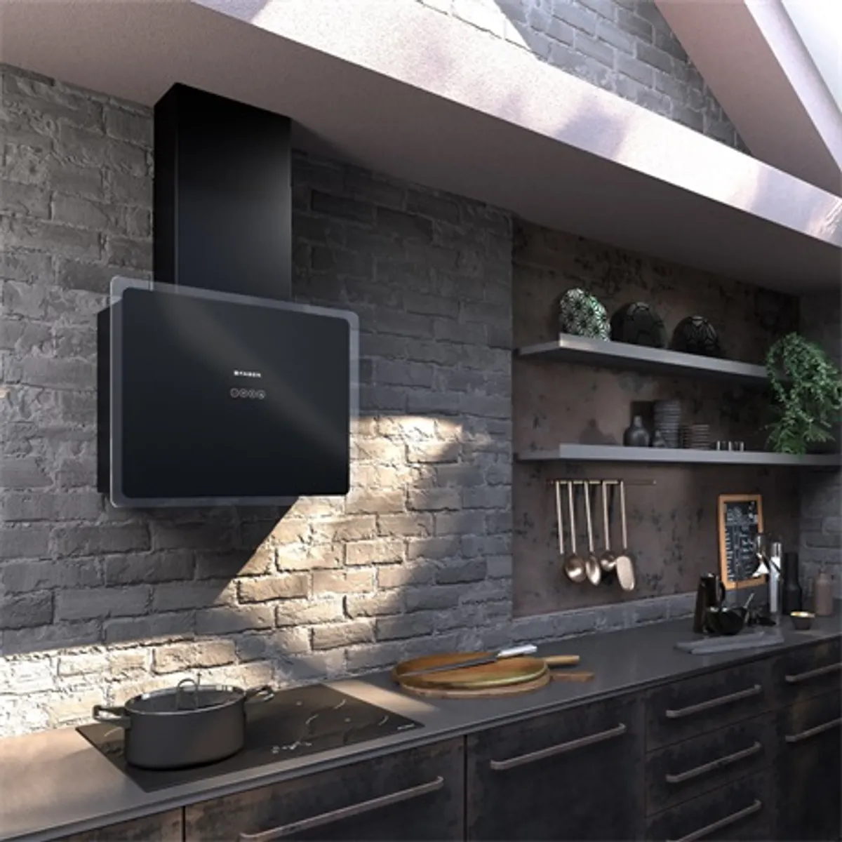 Faber GLAM-FIT 80 BK Páraelszívó 800 mm A energia érintésvezérlés LED világítás fém szűrő 150-120 mm 3 és intenzív 190-570 m3h 52-73 dB #3