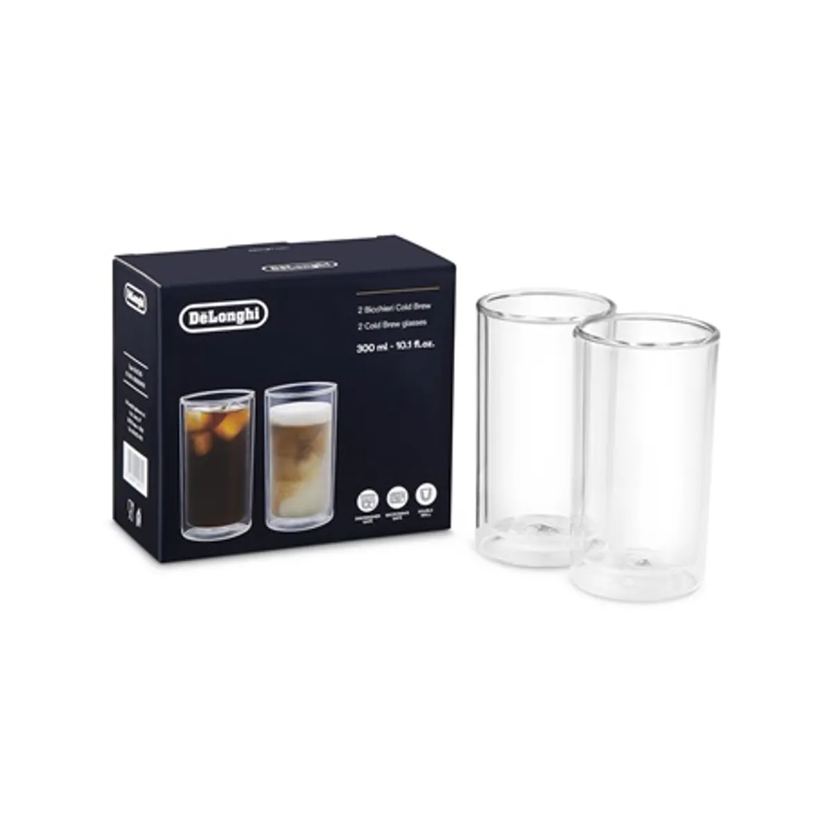 Delonghi DLSC325 Cold Brew üvegpohár 2db-os 300ml duplafalú boroszilikát mosogatógépben mosható mikrohullámú sütőbe tehető #1