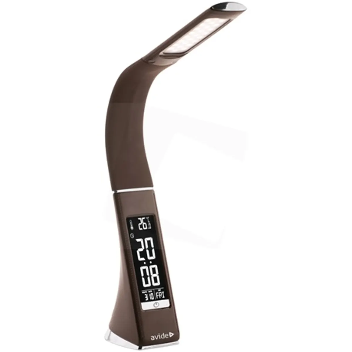 Avide ABLDL-BLC-6W-BR led asztali lámpa naptárral barna 6W 5000K 350lm LCD kijelző óra érintésérzékelő #1