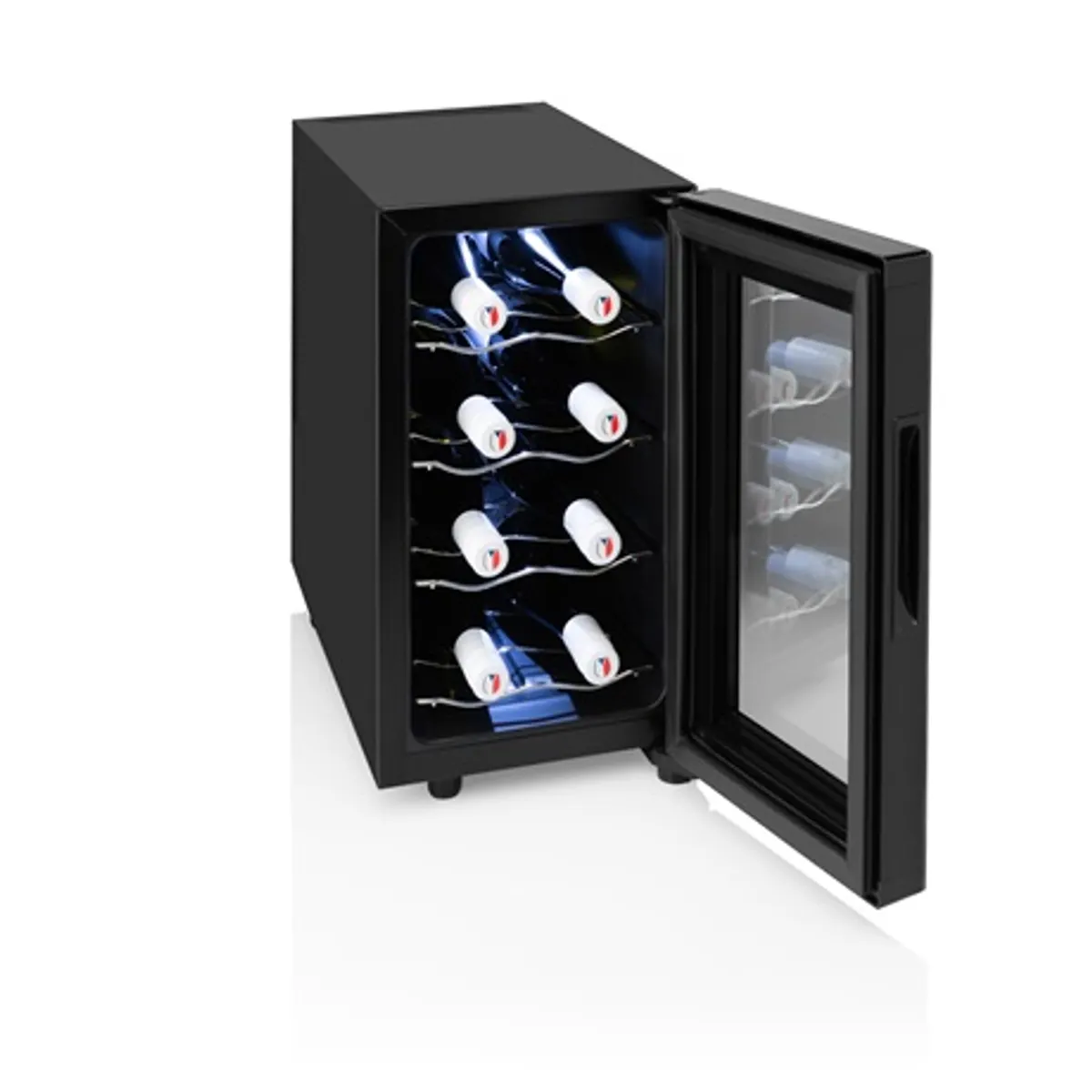 Hyundai VIN8G borhűtő termoelektromos 8 palack 12-18 °C G energiaosztály zaj 26 dB 46,0 x 25,2 x 50,4 cm 4 króm polc érintésvezérlés beltéri LED fehér #4