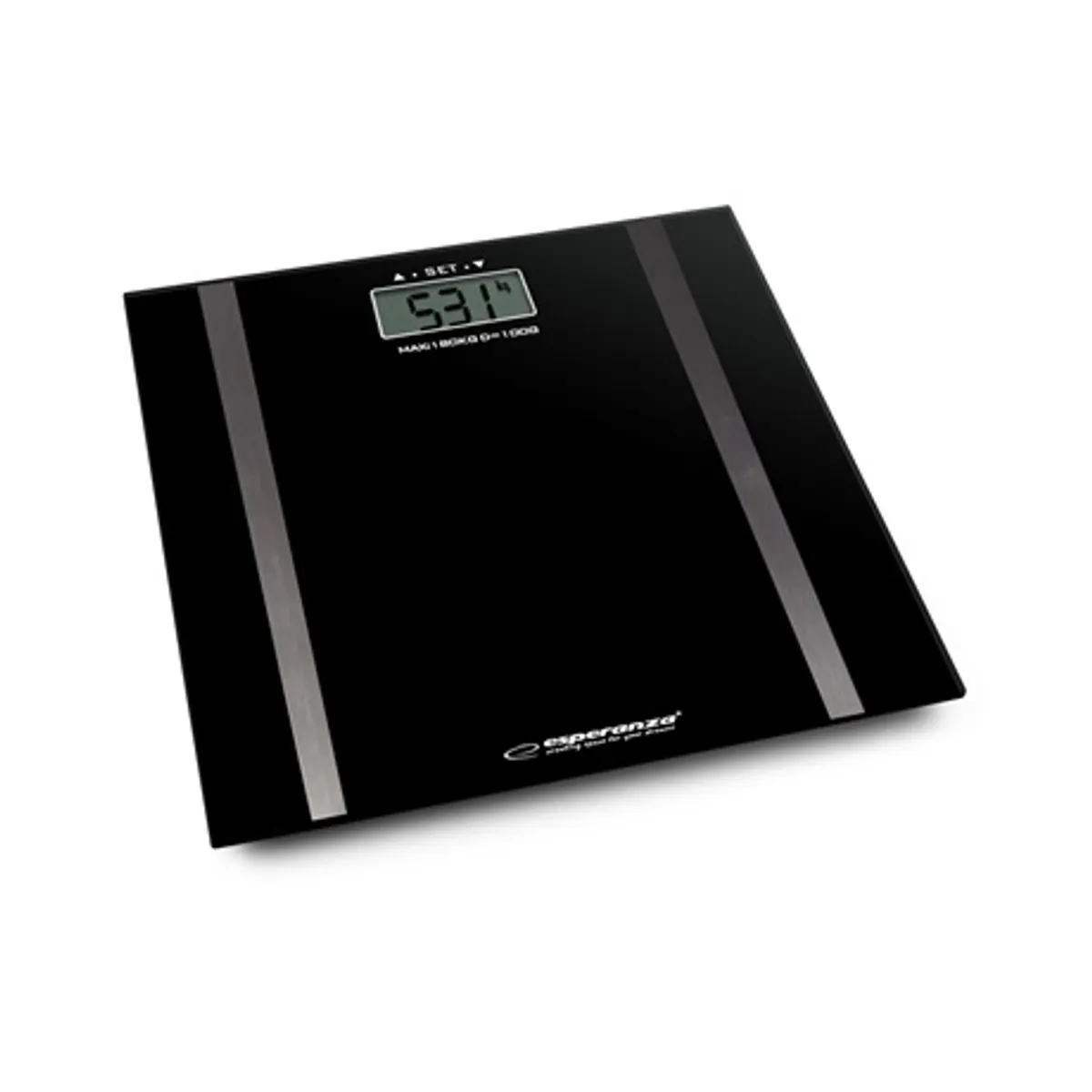 Esperanza EBS018K Samba személymérleg 180kg 100 g osztás 4 érzékelő automatikus indítás 12 felhasználó memória nagy LCD 6 mm edzett üveg platform #1