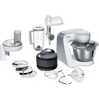 Bosch MUM58231 konyhai robotgép fehér-ezüst 1000W 3D bolygómozgás 3,9 l nemesacél tál szeletelő reszelő húsdaráló turmixkehely tartozéktároló táska #1