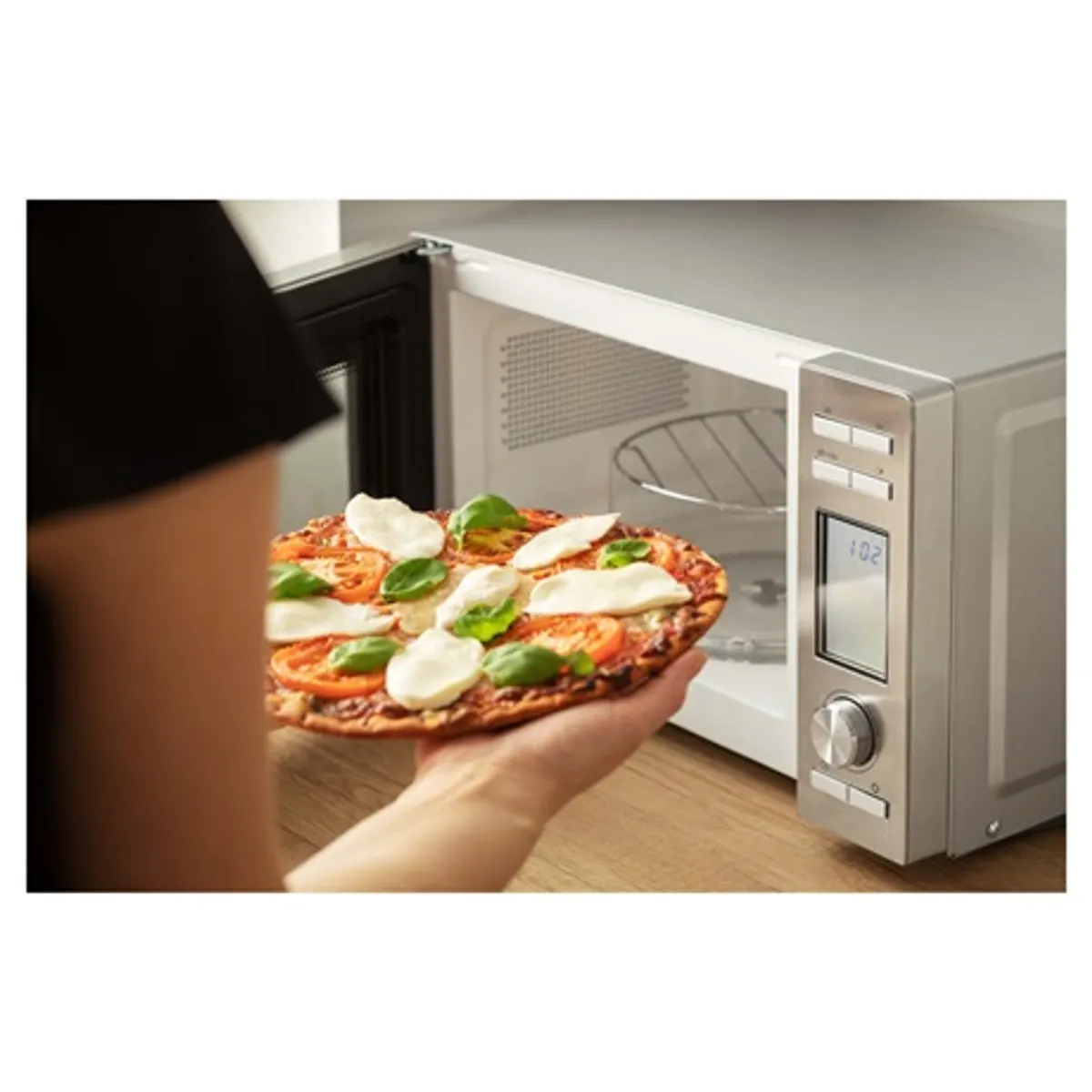Sencor SMW 6020SS Mikrohullámú sütő 20 L, 700 W mikró, 900 W grill, 9 program, LED panel, rozsdamentes külső, zománcozott belső, 245 mm forgótányér #5