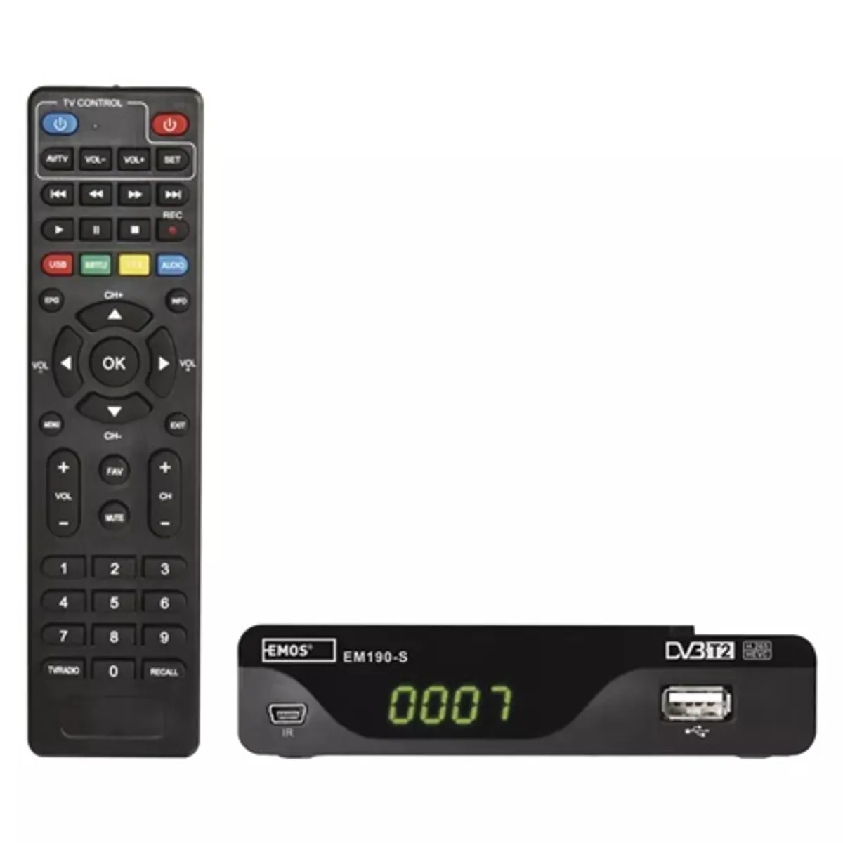 Emos J6014 HD DVB-T2 beltéri vevő USB 2.0 HDMI 1.4 PVR 1 TB Timeshift 7 nap 1080p MPEG2 MPEG4 HEVC #1