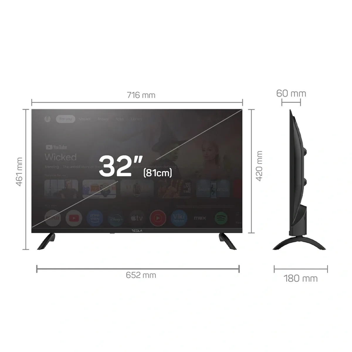 Tesla 32E655BHS HD Google Smart LED TV 32" #4