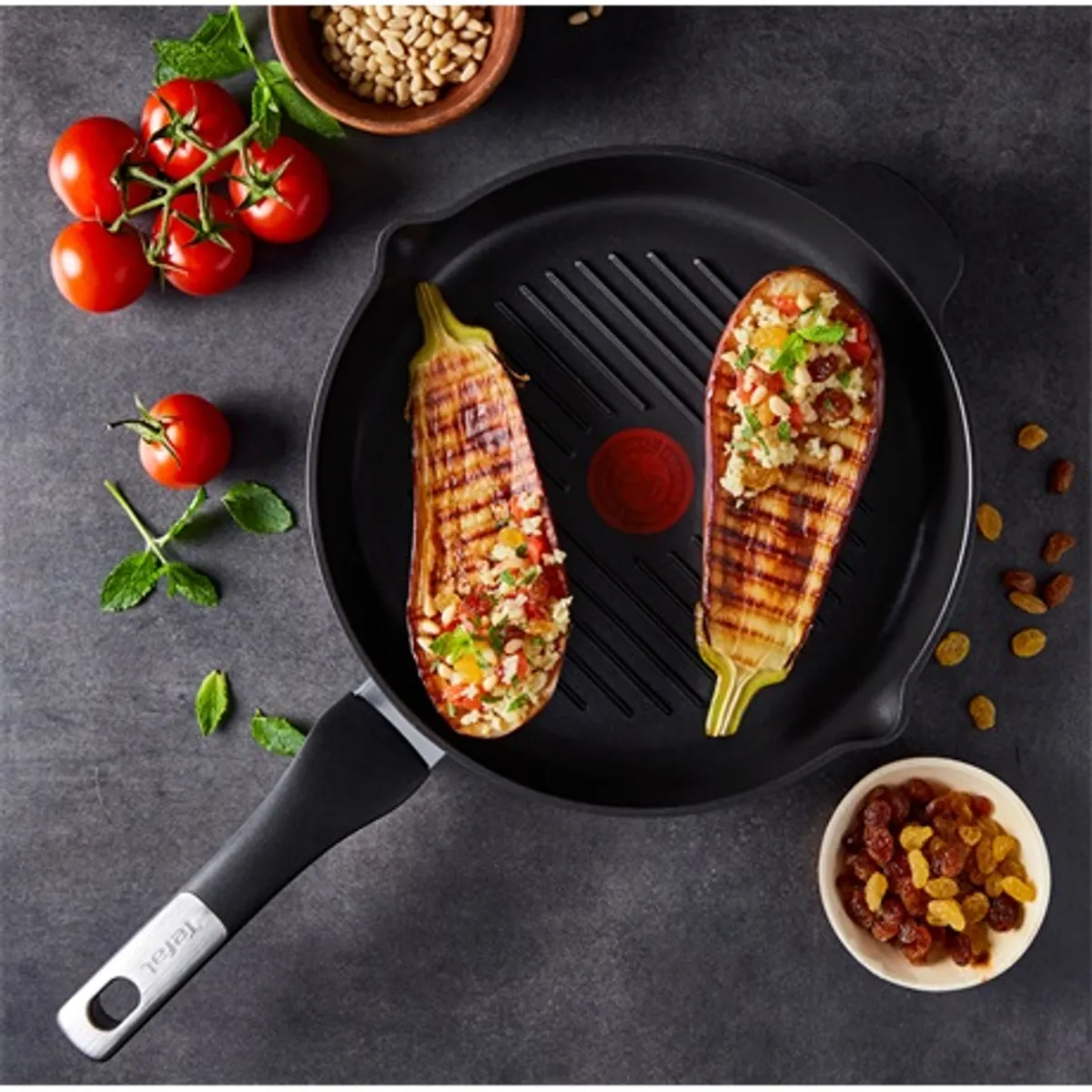 Tefal E2304074 grill serpenyő 26 cm öntött alumínium tapadásmentes bevonat indukciós-kompatibilis sütőben 175C-ig rögzített fogantyú #4