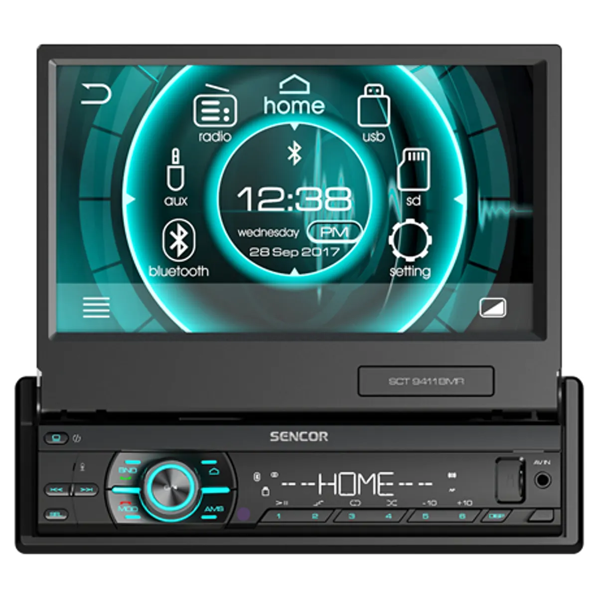 SENCOR SCT9411BMR autórádió 7" TFT érintőkijelző Bluetooth USB SD lejátszóval 4x40 W FM AM tuner RDS #1