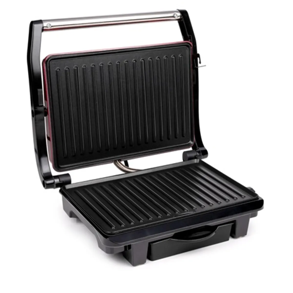 Alpina 25277 kontakt grill vörös 1000W beépített zsírfogó tálca tapadásmentes sütőfelület indikátor fény csúszásmentes talpak #5