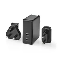 Nedis WCPD65W110BK fali töltő PD3.0 65W 2x USB-C automatikus feszültség kiválasztás EU UK csatlakozóval #7