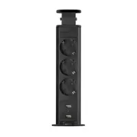Delight 20430MBU rejtett elosztó 3 aljzat és 2 USB csatlakozó fém ház matt fekete #2