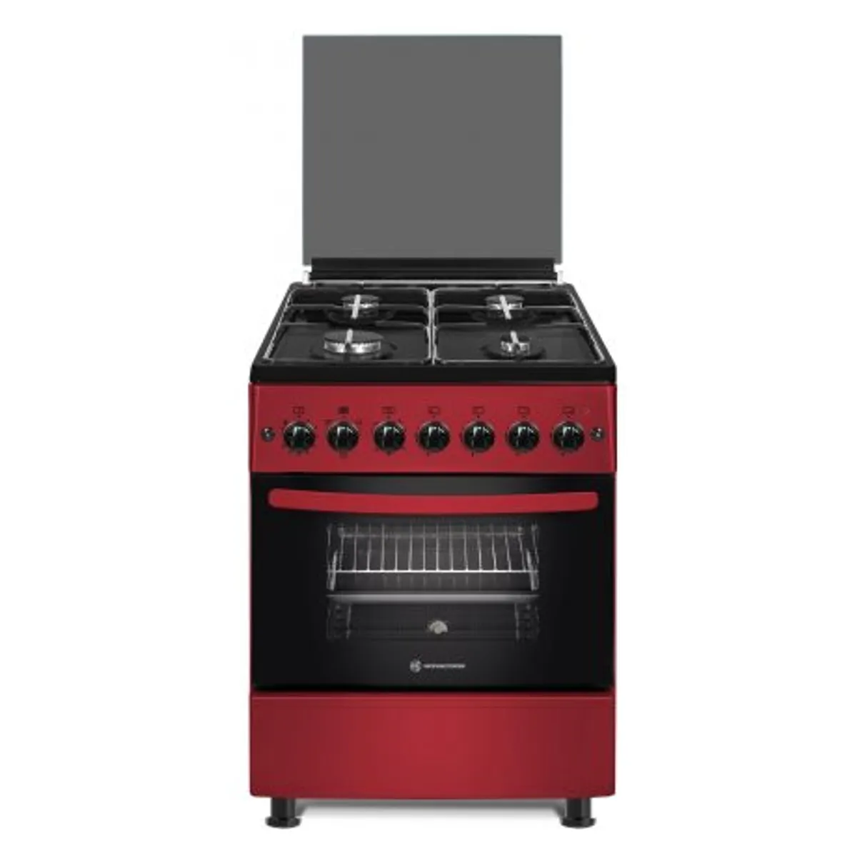 Novacook F6B40EF R Tűzhely kombinált meggypiros szabadonálló gáz 4 főzőzóna sütő 66L #1