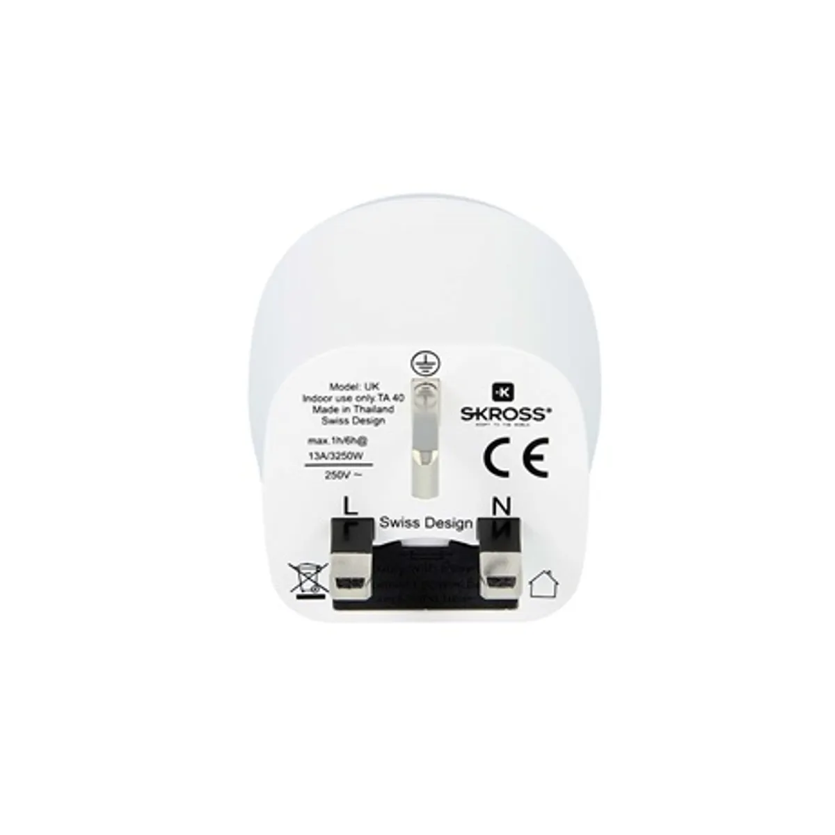 Skross SKR1500230E utazóadapter európa-UK kimeneti csatlakozó UK bemeneti feszültség 100-250 V max terhelés 13 A cserélhető biztosíték T13 A #3