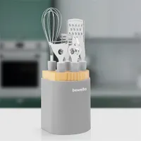 Bewello BW1005 konyhai eszköz szett 6 eszköz és tartó, rozsdamentes acél nyél, akasztólyuk, fa tároló #2