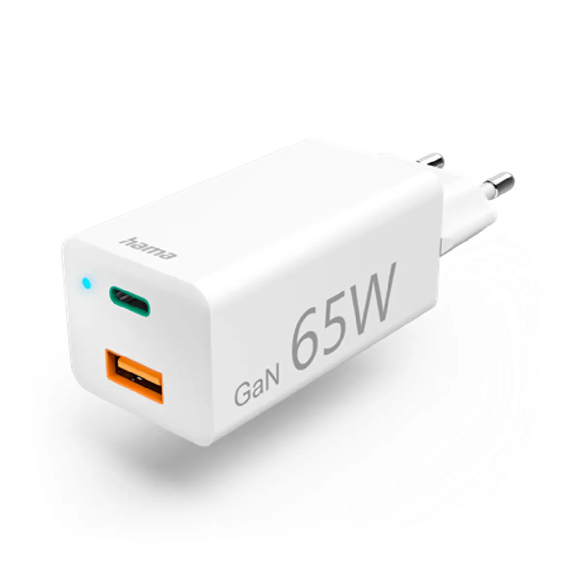 Hama 00201643 GaN töltő 65W USB-C USB-A PD QC 2.0 3.0 fehér #1