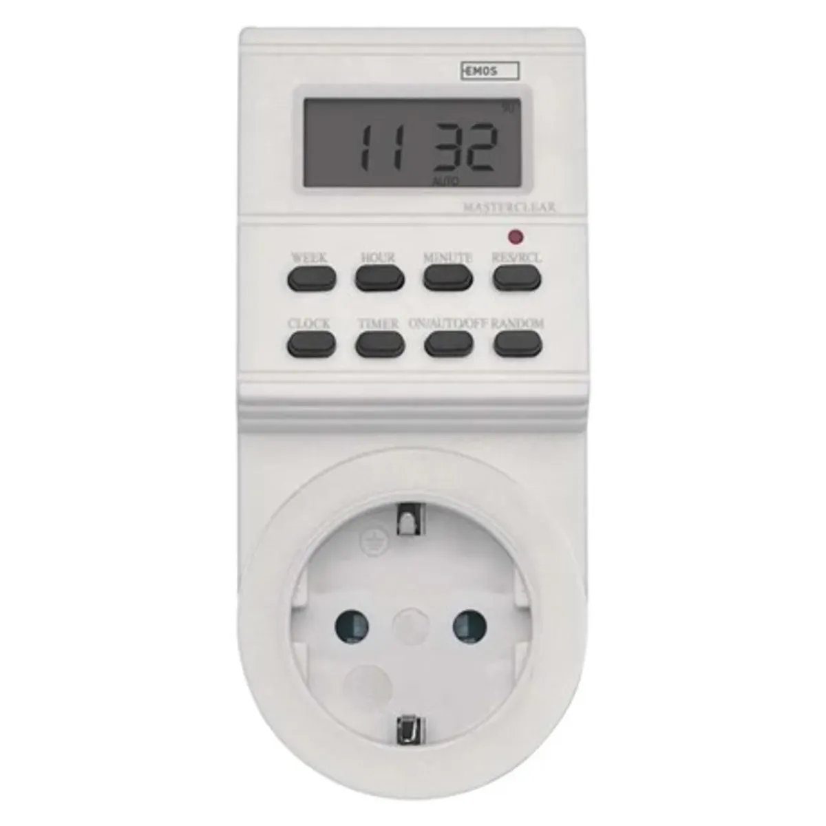 Emos P5521N digitális időkapcsoló aljzat 230V 16A 3680W IP20 8 programok 1 perc kapcsolási idő nyári időszámítás gyerekzár NiMH 1,2V gombelem #1