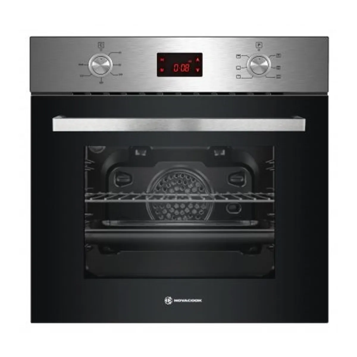 Novacook BE6-LD beépíthető sütő 61L fekete-inox, grill, légkeverés, hőlégkeverés, 6 sütési funkció, termosztát 50-250 C #1