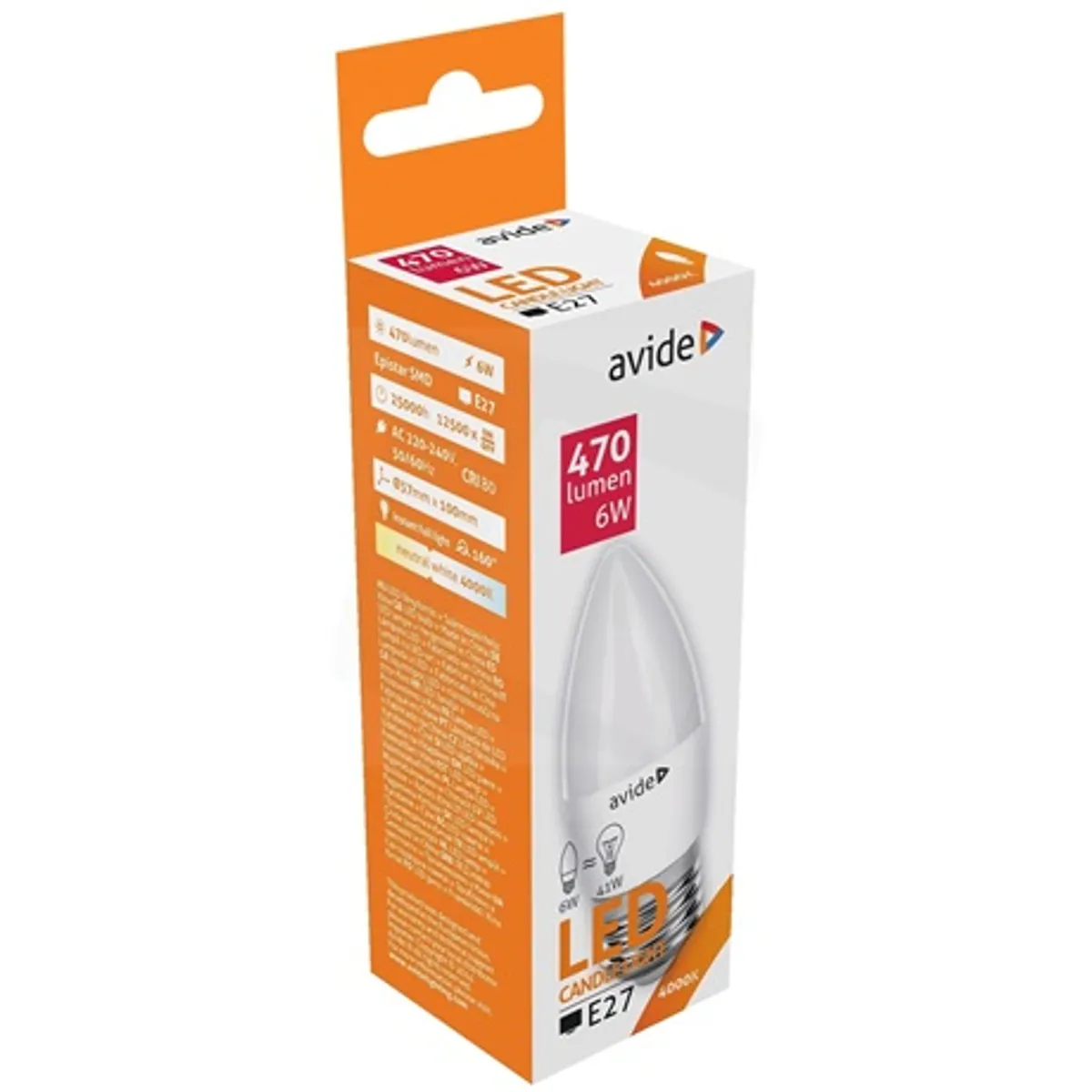Avide ABC27NW-6W LED Candle Izzó E27 C37 NW 4000K 560 lm #3