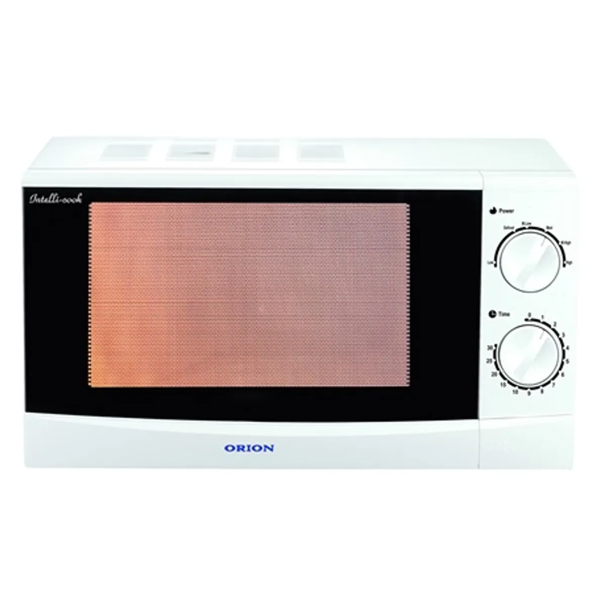 Orion OM2018 mikrohullámú sütő 20L 700W 9 fokozat mechanikus vezérlés kiolvasztás 30 perc időzítő 245mm üveg tányér fehér #1