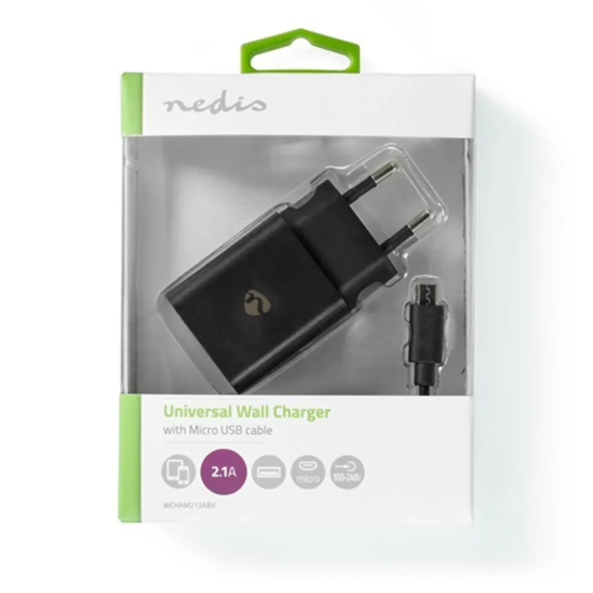 Nedis WCHAM213ABK fali töltő 5V 2.1A USB-A 1x 1 m Micro USB-kábel fekete #4