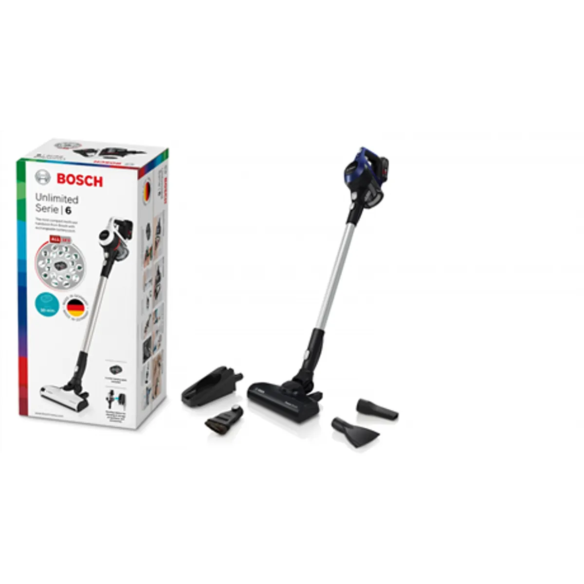 Bosch BBS611MAT Unlimited Serie6 éjkék akkumulátoros 18 V, 30 perc üzemidő, portartály M #3