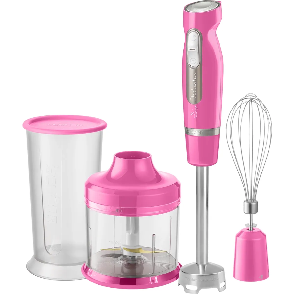 Sencor SHB 4468RS-EUE3 BOTMIXER SZETT 1000 W 0,7 l keverőedény 0,5 l aprítóedény rozsdamentes acél fej 6 titán kés turbo #1