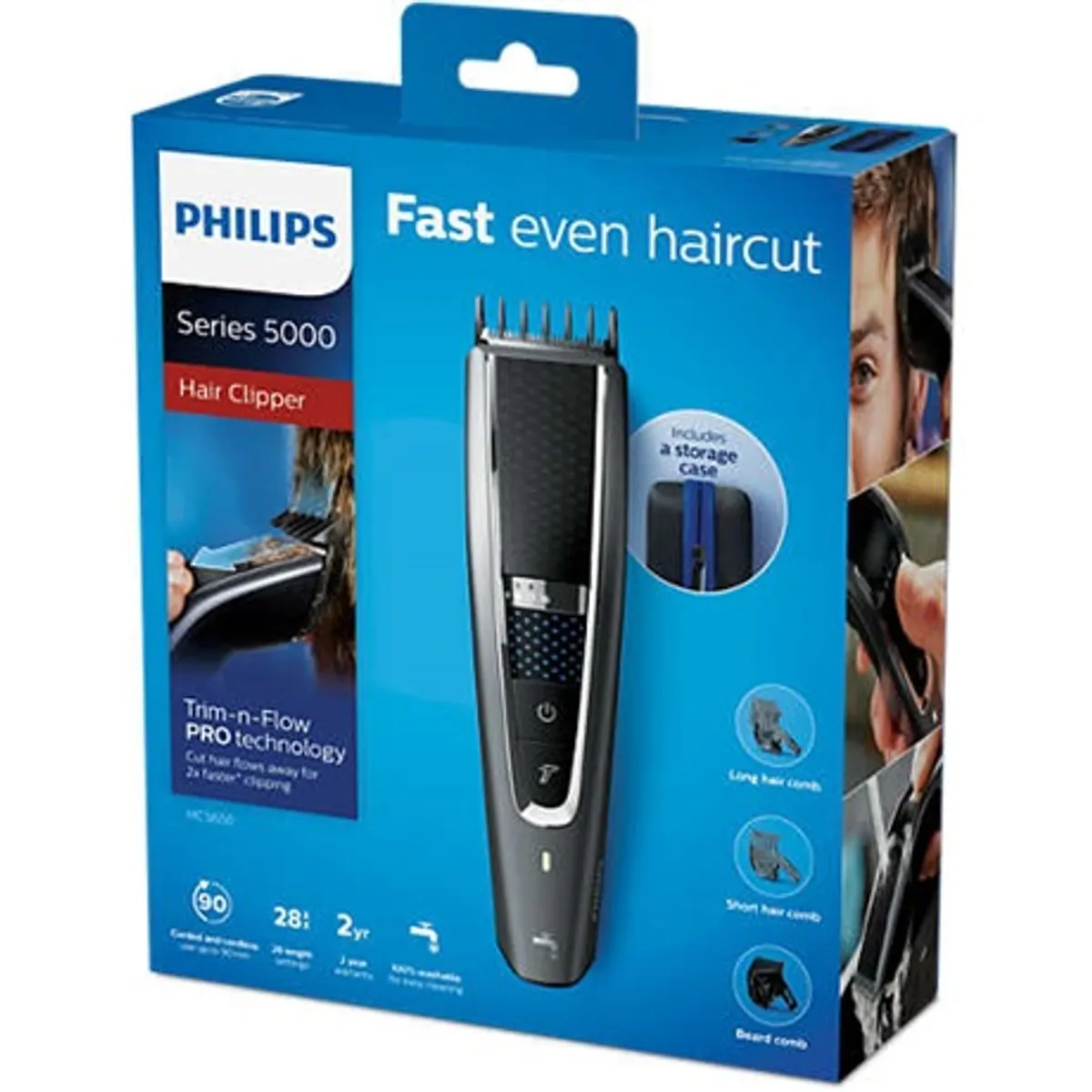 Philips HC5650-15 Series 5000 hajvágó DualCut 2–28 mm 1 mm lépés 0,5 mm vágás, 90 perc vezeték nélküli használat, mosható, vízálló #3