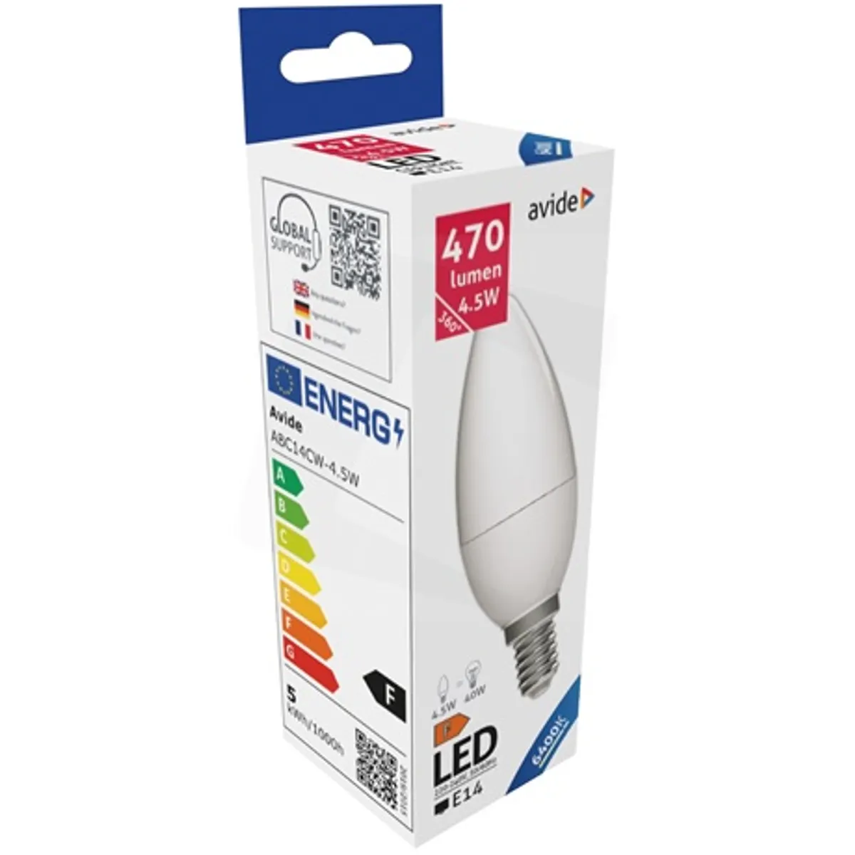 Avide ABC14CW-4.5W LED gyertyaizzó E14 470 lm 6400K #3