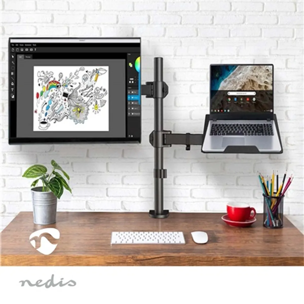 Nedis MMSISNB110BK asztali monitor tartó konzol és laptop állvány 15-32" 75x75 100x100 #6