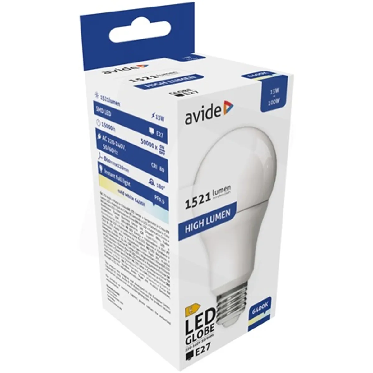 Avide ABG27CW-13W-AP LED Globe A60 13W E27 CW 6400K 1521 lm CRI 80 IP20 #3