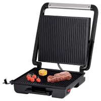 Sencor SBG 3710SS kontakt grillsütő bordázott grillfelület tapadásmentes sütőlap, 2000 W, 90 fokos nyitás, hőszigetelt fogantyú #2