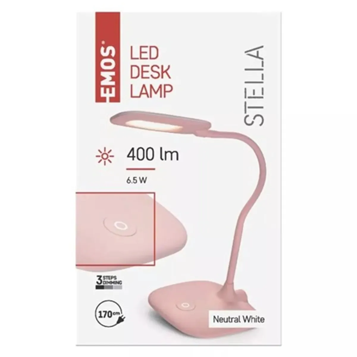 Emos Z7602P Stella LED asztali lámpa rózsaszín 400 lm 4 000 K 6,5 W 12 V 400 mA IP20 #4