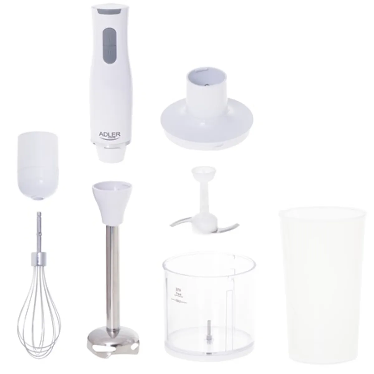Adler AD4620 botmixer szett 800 W 2 sebesség rozsdamentes pengék 450 ml aprító 750 ml habverő tál #10
