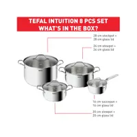 Tefal B864S874 Intuition edénykészlet 8 részes rozsdamentes acél üvegfedél #4