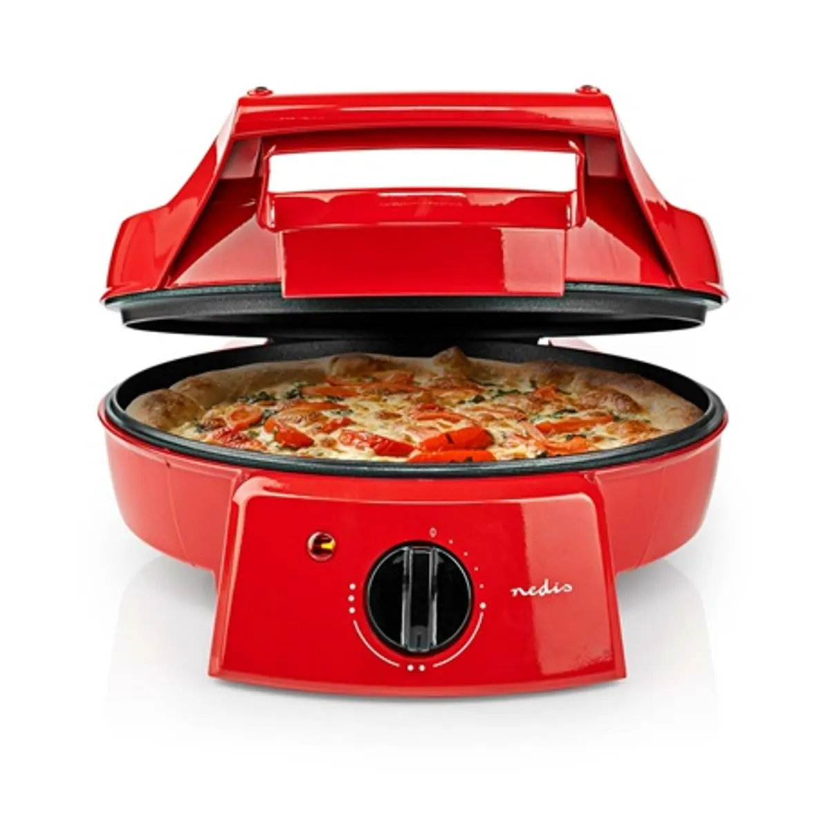 Nedis FCPM100FRD pizza- és grillsütő 30 cm 1800 W állítható hőmérséklet 230 °C 180°-os nyitható asztali grill funkció #2