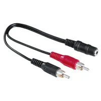 Hama 00205186 FIC sztereó 3,5 mm jack aljzat 2RCA dugó 0,1 m két eres fekete