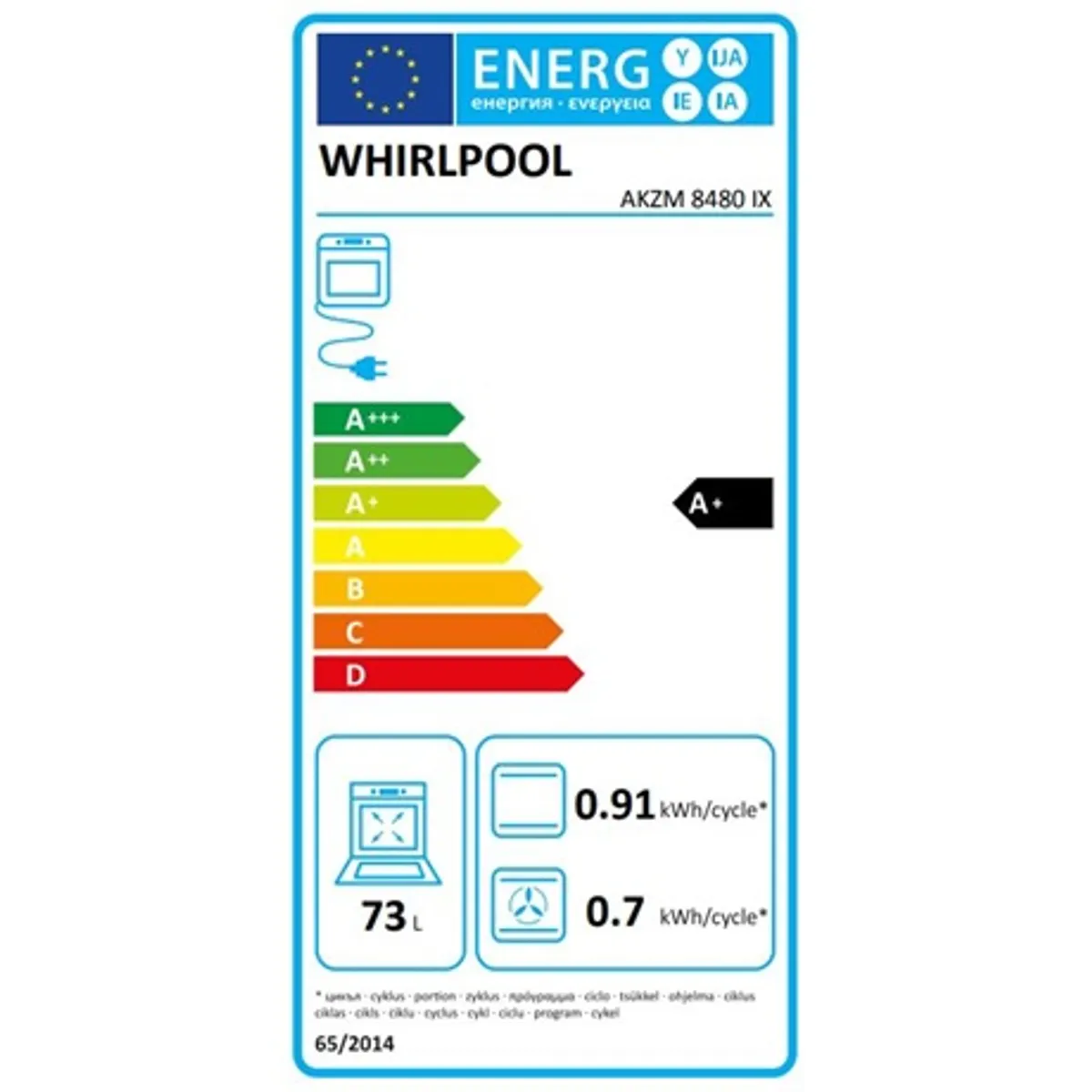 Whirlpool AKZM 8480 IX Sütő beépíthető elektromos 73 l 6 érzék sütőfunkciók pirolitikus tisztítás 4 rétegű üvegezésű ajtó 2 szintű teleszkópos sín #3