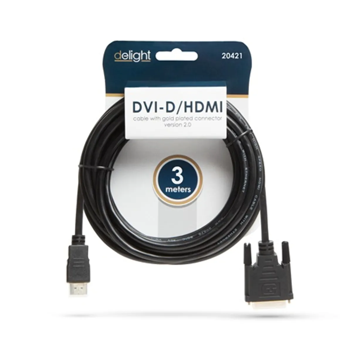 Nexus 20381 HDMI-DVI kábel 3m aranyozott 24K, dupla árnyékolás, 24+1, 30AWG, max 4K, 340MHz, 18Gbps, HDCP, CEC, ROHS #2