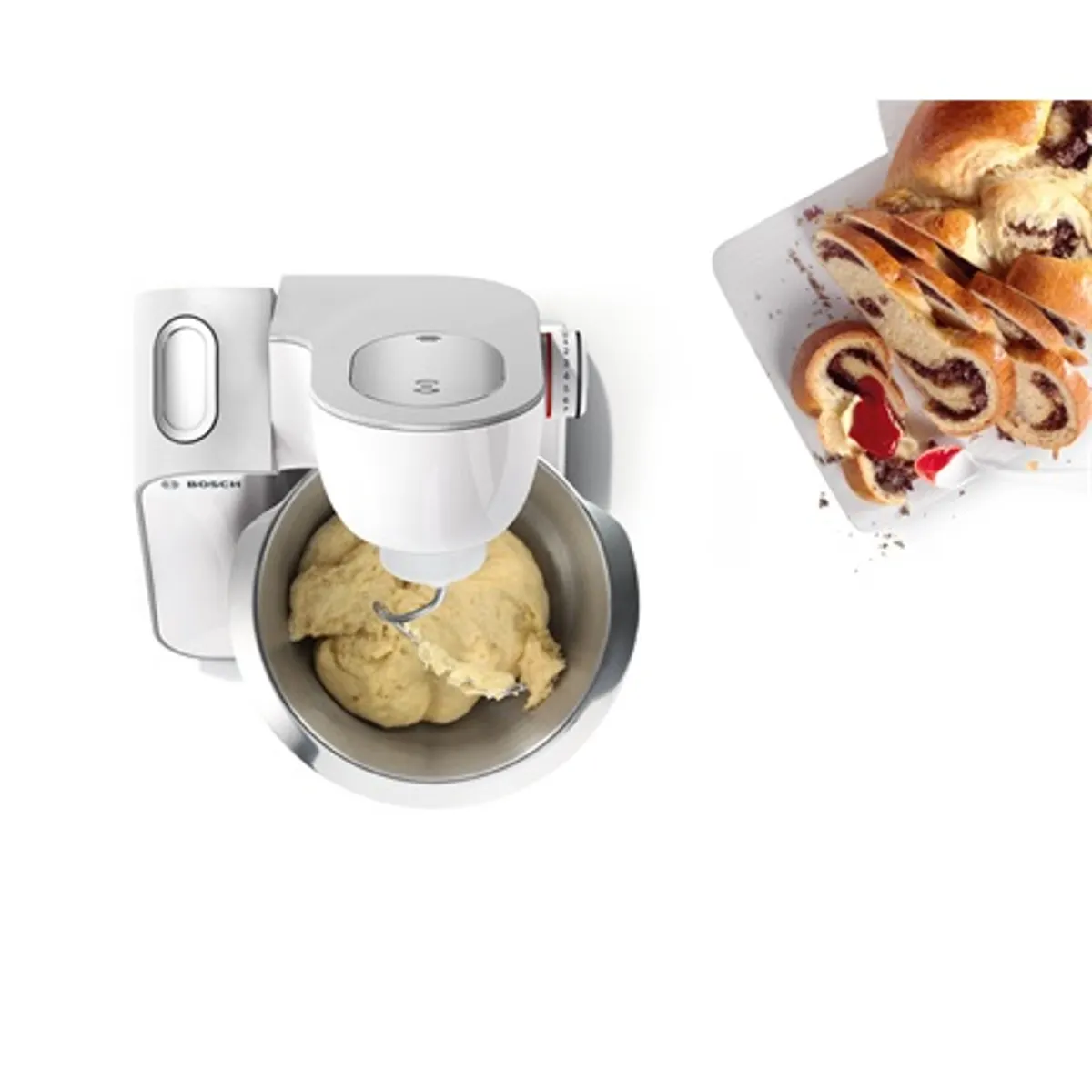 Bosch MUM58231 konyhai robotgép fehér-ezüst 1000W 3D bolygómozgás 3,9 l nemesacél tál szeletelő reszelő húsdaráló turmixkehely tartozéktároló táska #5