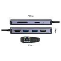 Yenkee YTC 081 USB-C hub 8 az 1-ben PD 100W HDMI 4K30 USB 3.2 Gen2 RJ-45 SD MicroSD #3