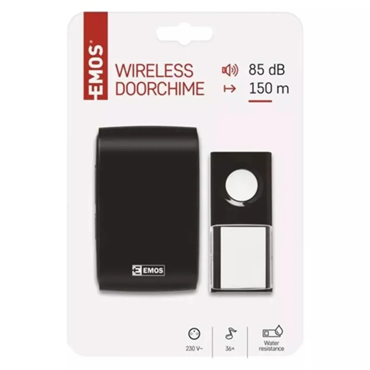 Emos P5727 vezeték nélküli csengő 433 MHz 150 m 36 dallam 85 dB automatikus párosítás IP44 230 V AC 1x CR2032 #4