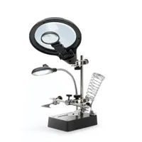 Handy 10103 paneltartó nagyítóval és forrasztópáka tartóval lencse méret 90 mm és 34 mm nagyítás 2.5x 7.5x 10x led világítás 5 led táp usb vagy elemes #1