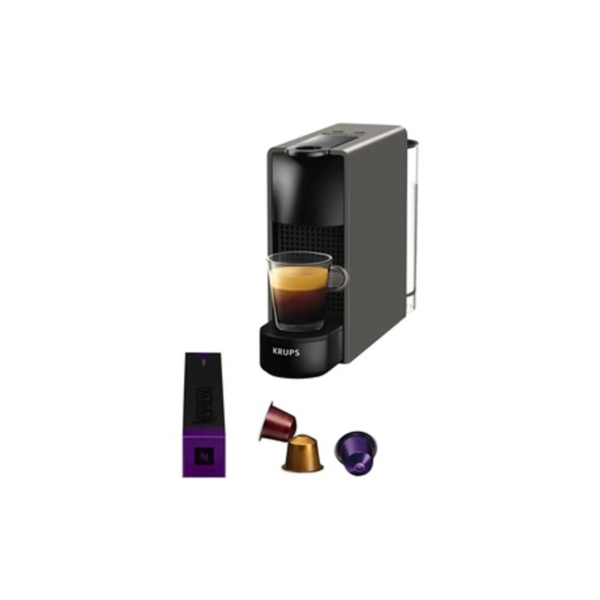 Krups XN110B10 Nespresso Essenza Mini kapszulás eszpresszó 19 bar nyomás 0,6 l víztartály 25 s felmelegedés 9 perc kikapcsolás sötétszürke #2