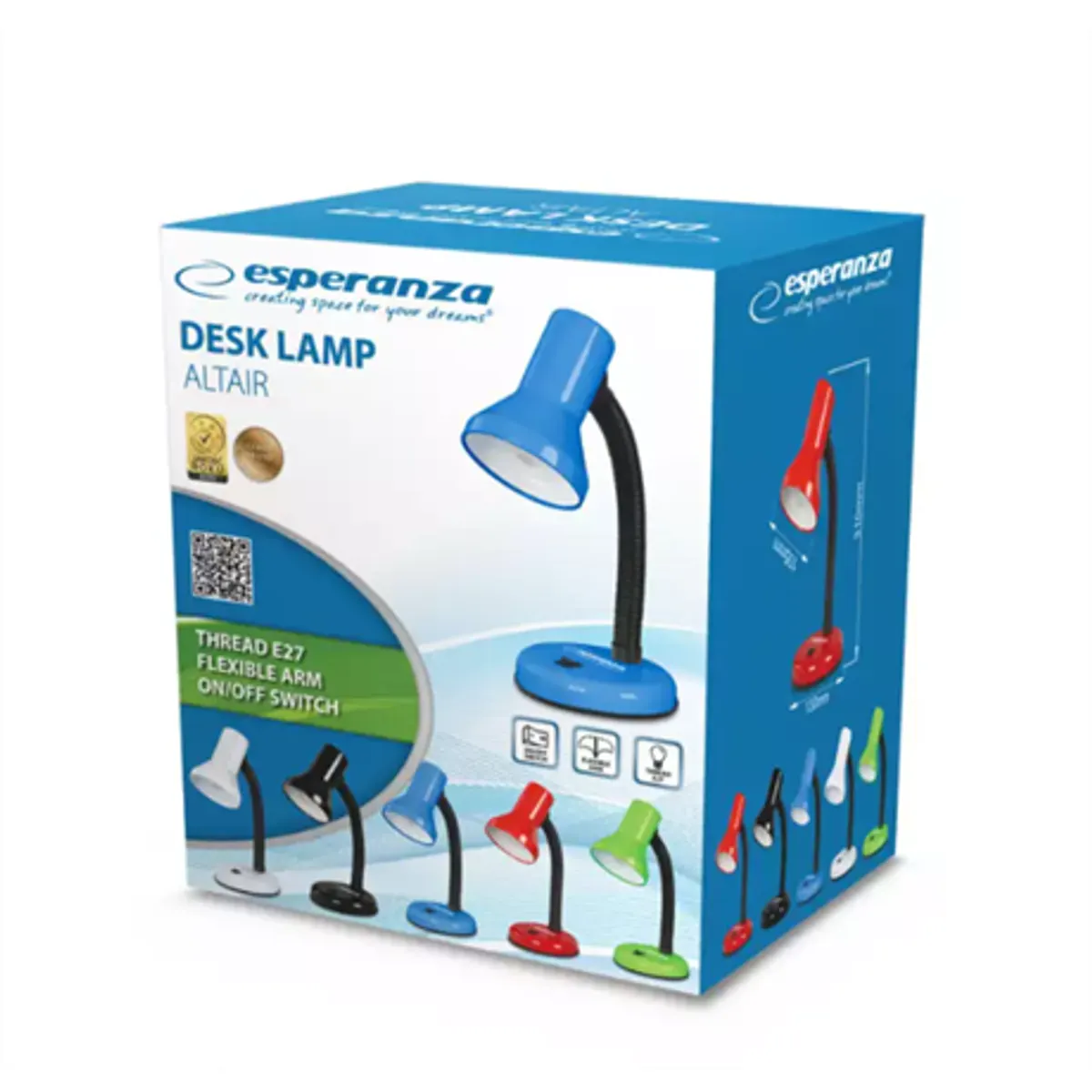 Esperanza ELD108B Altair asztali lámpa E27 kék rugalmas kar bekapcsoló LED max 12W 220-240V 1,2m #2